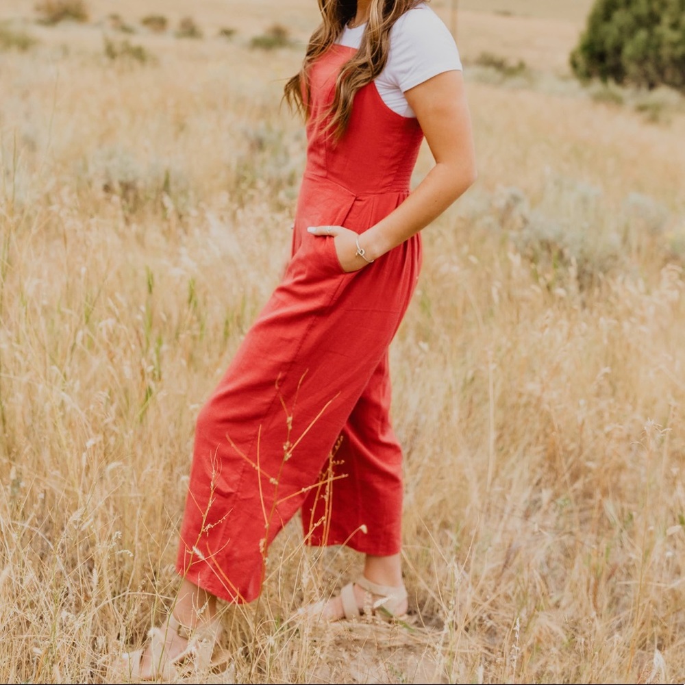 Red woman’s romper from Old Navy